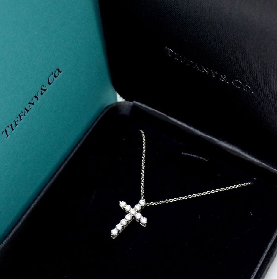 Tiffany&Co./ティファニー クロスダイヤ プラチナネックレス